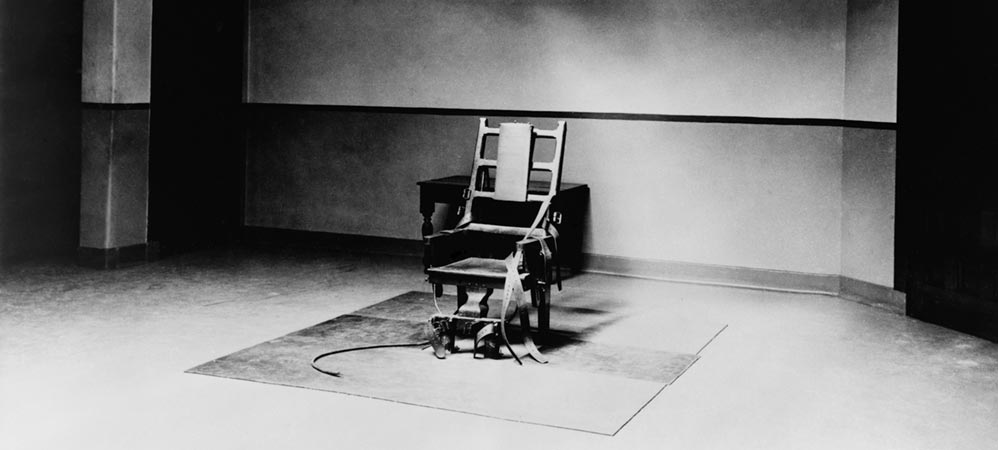 Electric chair in executioners room