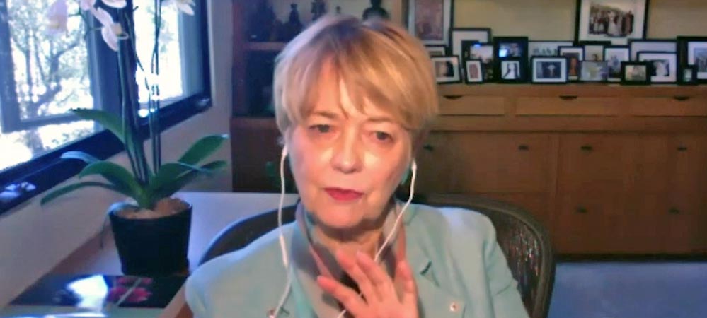 Stephanie Covington talking on Zoom