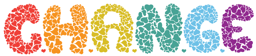 Graphic of the word CHANGE which represents Compassion Prison Project's core values